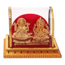 Gold Plated Lord Ganesh &amp; Maa Laxmi Acrylic Idols /Hindu God Ganpathi &amp; Goddess - £16.98 GBP