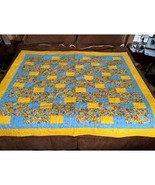 Yellow and Blue Quilt Made w/ Love and Prayers Fran&#39;s Quilters Virginia ... - $39.58