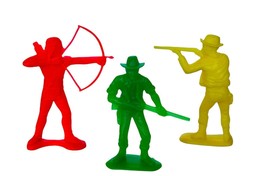 Cowboys and Indians lot vtg western toys red yellow green plastic 1960s marx US9 - £11.03 GBP