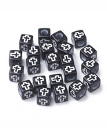 50 Cross Beads Black Cube Spacers Acrylic Religious Catholic Findings 6m... - $6.11 CAD