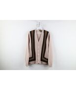Vintage 50s Streetwear Mens Large Striped Color Block Knit Cardigan Swea... - $345.04 CAD