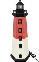 Wood Lighthouse Decor with Light, 16.25&quot;H USB Powered LED Lighthouse Night Light - £55.05 GBP