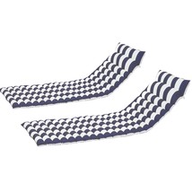 2PCS Outdoor Chaise Lounge Cushion Replacement Patio Seat - Blue/White - $140.99