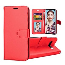 For Samsung S10 Leather Flip Wallet Phone Holder Protective Case Cover RED - £4.68 GBP