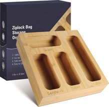 Ziplock Bag Storage Organizer - Upgraded Bamboo Food Storage Bag Organizer - £19.32 GBP
