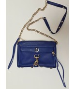 Rebecca Minkoff Mini M.A.C.Leather Crossbody Shoulder Bag Purse Initial D Blue - $78.95