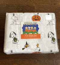 New Peanuts Snoopy &amp; Friends  Spooky  Halloween Full Size Sheet Set Pumpkin - £34.25 GBP
