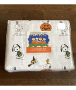 New Peanuts Snoopy &amp; Friends  Spooky  Halloween Full Size Sheet Set Pumpkin - £33.59 GBP