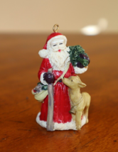 Santa Claus Deer or Dog Pine Tree Gift Bag Ornament 2.75&quot; Christmas Village - $159.37 MXN