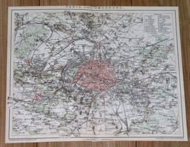 1900 ORIGINAL ANTIQUE CITY MAP OF PARIS AND VICINITY PARIS / VERSAILLES - £21.93 GBP
