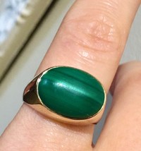 Large 14k Gold Malachite Men&#39;s Mans  Vintage Ring - $49,330.41 MXN