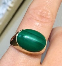 Large 14k Gold Malachite Men&#39;s Mans  Vintage Ring - £2,072.05 GBP