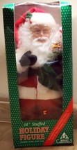 Santa Claus Holding Presents 14&quot; Stuffed Holiday Figure Vintage Christmas In Box - £17.69 GBP