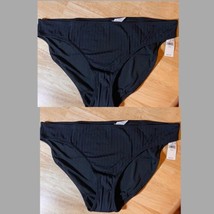 X2 XL Aerie Women&#39;s Ribbed Bikini Bottoms In Black BNWTS $24.95 - £15.72 GBP