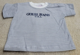 Vintage Baby Guess USA Toddler Baby Size XS Blue Striped T-Shirt - £10.30 GBP