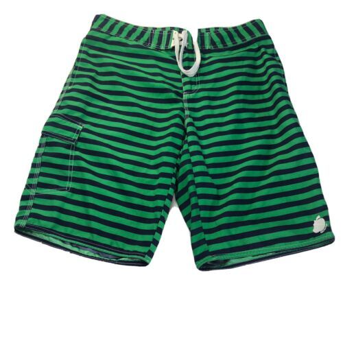 Primary image for South Play Board  Shorts Men Green /Blue Stripes Size Medium Swim Leisure