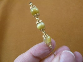 (U-323) 8mm tan blonde Tiger&#39;s eye gemstone beaded gold hatpin Pin love ... - $10.39