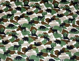 Black Moose Bear Elk Silhouette Camouflage Flannel Fabric BTY 46&quot; W OOP - £10.54 GBP