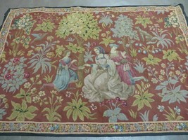 4&#39; X 5&#39; Antique TAPESTRY Belgium Hand Made Petitpoint Needlepoint One Of A Kind - £381.48 GBP