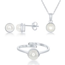 &quot;June Birthstone&quot; Sterling Silver Pearl Set - £120.44 GBP
