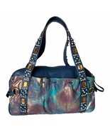 Sharif Colorful Abstract Blue Crystal Beaded Leather Shoulder Satchel Bag - £114.60 GBP