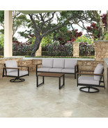 Modern Sofa &amp; Swivel Rocker Seating Set - Mahogany Arm - $4,000.15 CAD