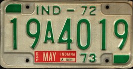 Vintage Indiana License Plate -  - Single Plate 1972 Crafting Birthday n... - $28.79