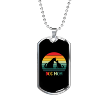 Rainbow Dog Mom Necklace Stainless Steel or 18k Gold Dog Tag 24&quot; Chain - £37.92 GBP+