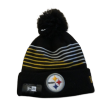 New NWT Pittsburgh Steelers New Era Zig Zag Logo Cuffed Pom Knit Beanie Hat - £19.69 GBP