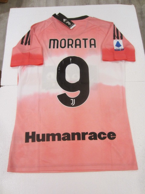Alvaro Morata Juventus Pharrell Williams Humanrace Pink Soccer Jersey 2020-2021 - £71.18 GBP