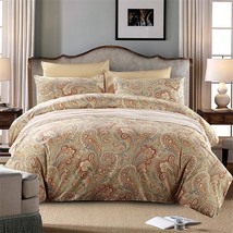 Paisley Duvet Cover King Size Gold Classy Regal Themed Luxurious Boho Bedding Su - £130.53 GBP