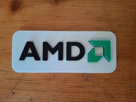 AMD Logo Sign 3D Printed PC Gaming Collectible Ryzen Radeon Desk Display - $14.69