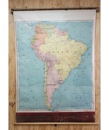 Vintage Cram&#39;s South America Map Pull Down Roll Up 40&quot; x 56&quot; - $152.45