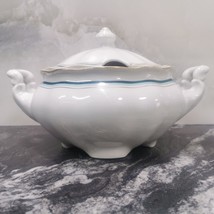 Cmielow Antique Art Nouveau 2.5L White Blue Porcelain Tureen Soup Bowl w... - £37.03 GBP