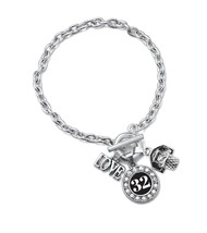 Inspired Silver - Silver Circle Charm Toggle Bracelet with - $36.91