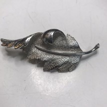 Vintage Coro Pegasus Curled Leaf Brooch Silver Tone Textured - £9.72 GBP