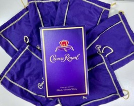 Lot of SIX 1-Liter Purple Felt Crown Royal Whisky Drawstring Bags &amp; Box Crafts - £18.68 GBP