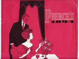 Pierce&#39;s 1894 Menu Elmira Heights New York 1980&#39;s Award Winning Restaurant  - £29.59 GBP