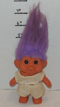 Vintage My Lucky Russ Berrie Troll 6&quot; Doll with outfit purple Hair - $14.43