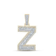 10kt Two-tone Gold Mens Baguette Diamond Letter Charm Pendant 1-7/8 Cttw - £1,550.95 GBP