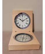 CLOCK/COMPASS COMBINATION IN BLONDE WOOD-UNUSED-SALESMAN&#39;S SAMPLE - $19.80