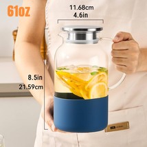 Blue Cold Glass Pitcher (61oz/1.8L): Equipped with Lid, Handle &amp; Silicon... - $15.35