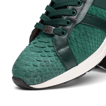 Hand painted genuine Snake and calfskin Sneaker Shoes Verona Green image 5