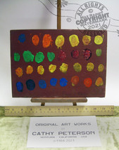 Thumb + Finger Print Faces 2004 C Peterson * Whimsical Characters * Oil Painting - £124.94 GBP