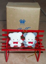 avon ornament 2 teddy bears on bench nib - £8.18 GBP