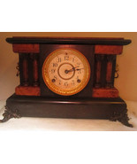 Antique Seth Thomas Brown &amp; Black Adamantine Mantle Clock Lions Heads 1897 - £224.59 GBP