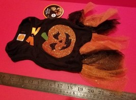 SimplyDog Pet Clothes Medium Halloween Dog Dress Black Orange Pumpkin Outfit New - £6.06 GBP