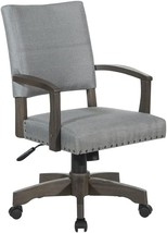 Osp Home Furnishings Santina Cushioned Banker&#39;S Desk Chair With, Grey Fabric - £278.84 GBP