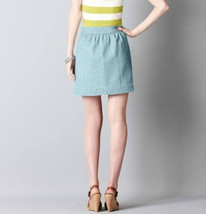 Ann Taylor LOFT Denim Mini Skirt Sz 6 Light Blue Solid Wash Cotton Blend... - £23.36 GBP