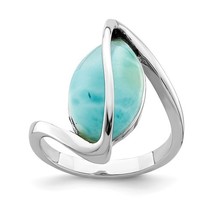 Sterling Silver Rhodium Plated Larimar Twisted Ring - $125.99